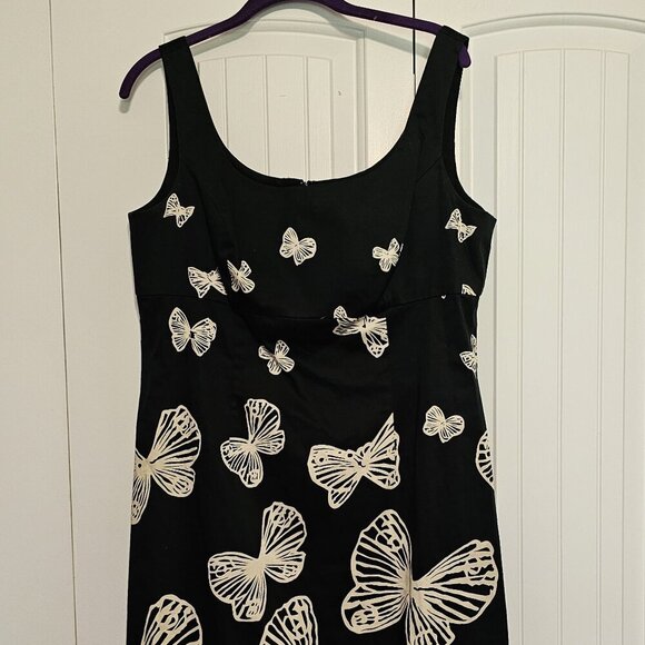 Women's Talbots Sleeveless Sheath Butterfly Dress Black/Cream Size 14 - Picture 1 of 8